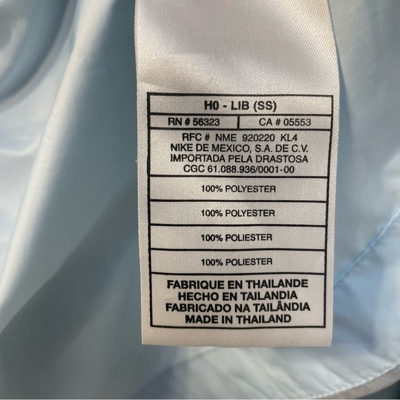 Vintage Nike Cinched Waist Light Blue Windbreaker Jacket with Hood Medium - Picture 10 of 14